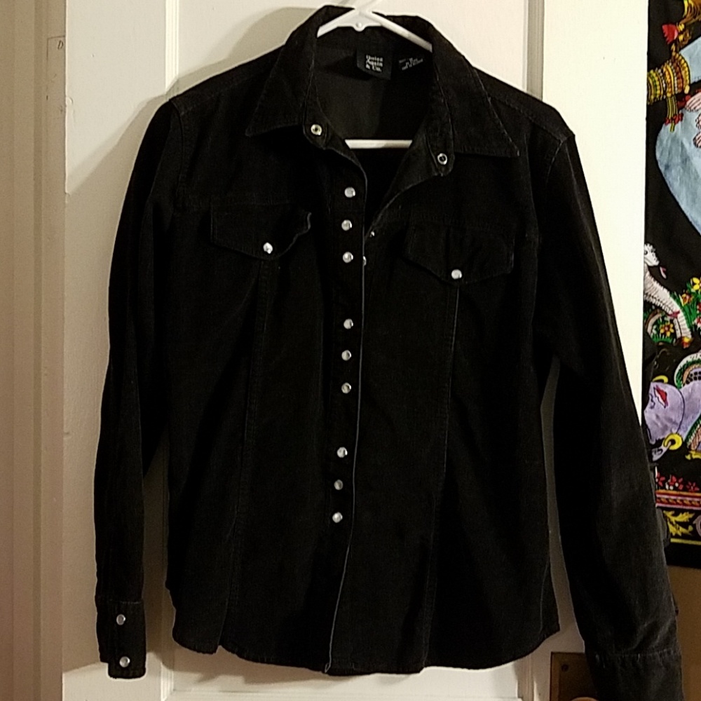 Black corduroy button down